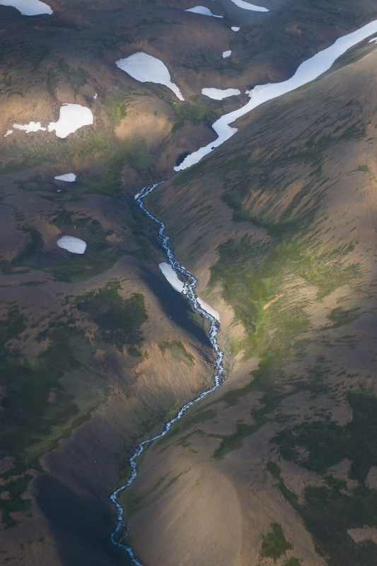 Aerial View Of Stream In Lambárskálar Range